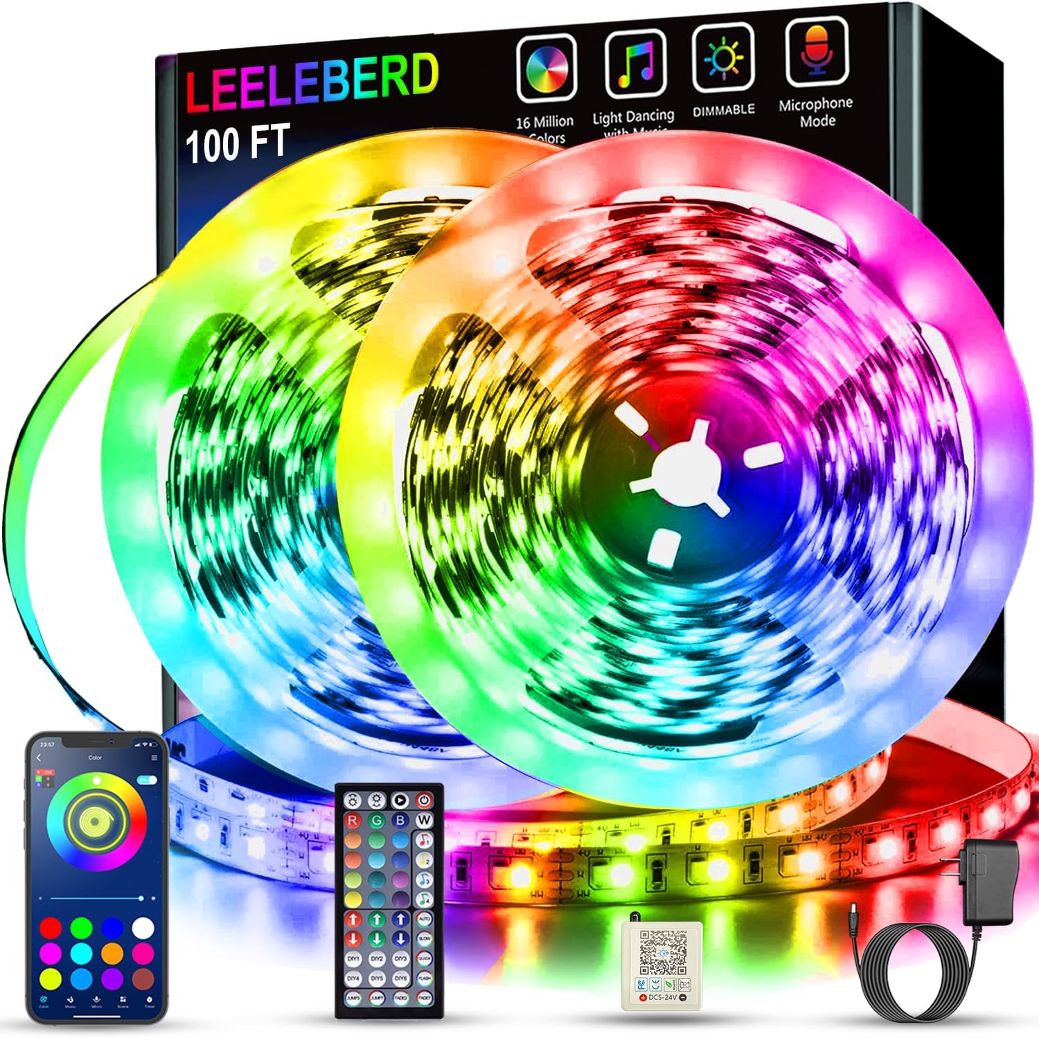 Music Sync RGB Led Strip Lights with Remote